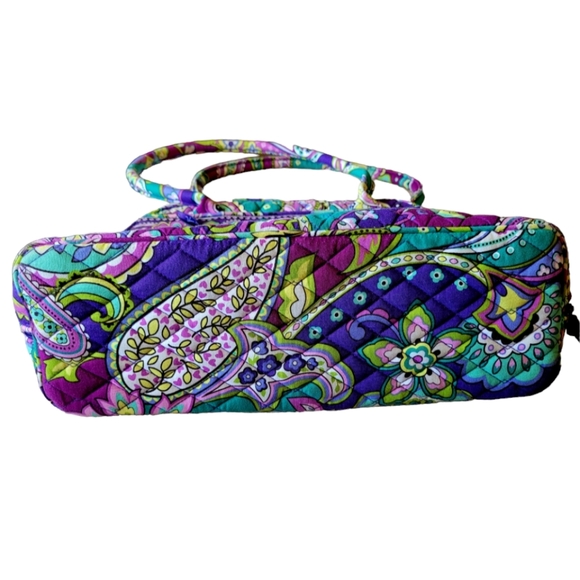 Vera Bradley Bowler Bag with Matching Wallet Set Purple and Green Paisley Print - Picture 3 of 10